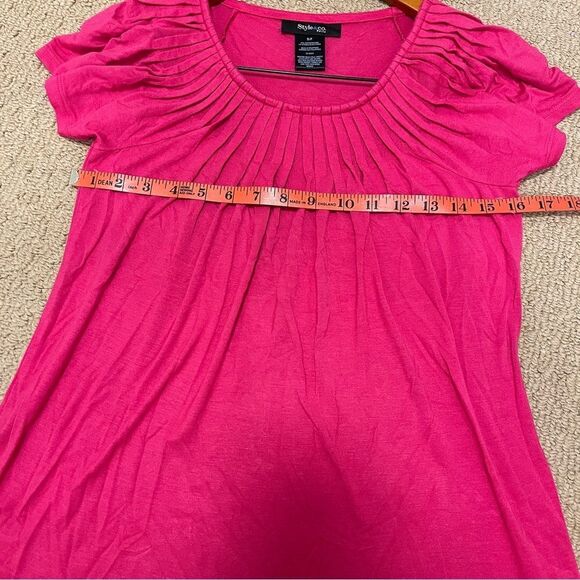 Style & Co. Pleated Flutter Sleeve Blouse Pink - S - Picture 10 of 11